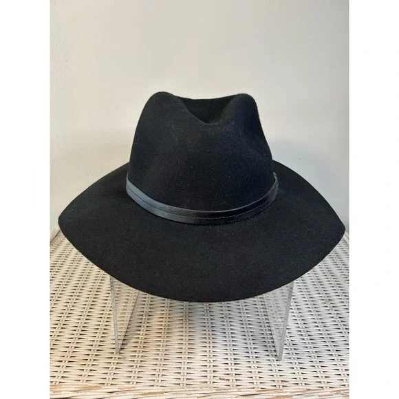 ecote Black 100% Wool Fedora Rancher Hat - Picture 3 of 7